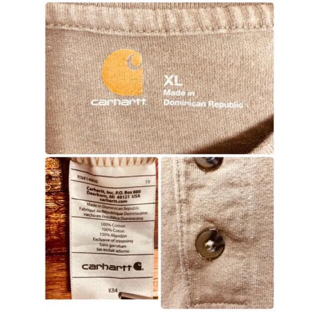 carhartt(カーハート)の希少 カーハート ワンポイントロゴタグ ヘンリーネック半袖 Tシャツヴィンテージ メンズのトップス(Tシャツ/カットソー(半袖/袖なし))の商品写真