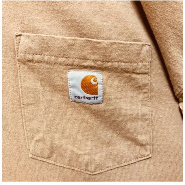 carhartt(カーハート)の希少 カーハート ワンポイントロゴタグ ヘンリーネック半袖 Tシャツヴィンテージ メンズのトップス(Tシャツ/カットソー(半袖/袖なし))の商品写真