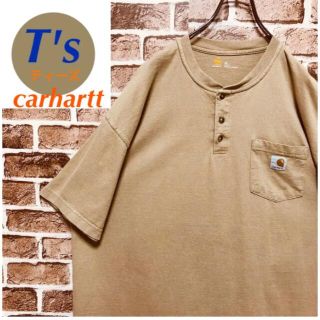 カーハート(carhartt)の希少 カーハート ワンポイントロゴタグ ヘンリーネック半袖 Tシャツヴィンテージ(Tシャツ/カットソー(半袖/袖なし))