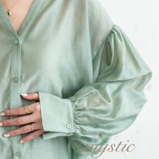 ミスティック(mystic)の新品 mystic シアーシャツ グリーン(シャツ/ブラウス(長袖/七分))