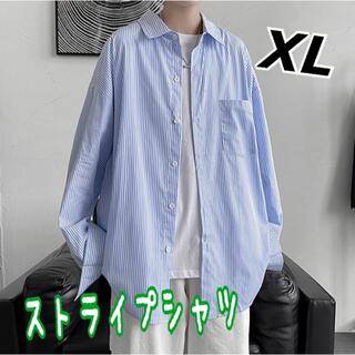 【ストライプシャツ】古着　オーバーサイズ　XL(シャツ)
