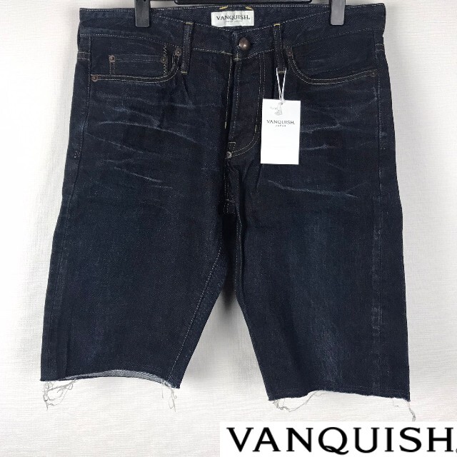 VANQUISH(ヴァンキッシュ)の新品 ヴァンキッシュ デニムショートパンツ インディゴ サイズ34 タグ付未使用 メンズのパンツ(デニム/ジーンズ)の商品写真