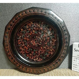 時代物 中国古美術 古玩 中国南方系 東南アジア系 伝世 蒟醬(きんま) 盆