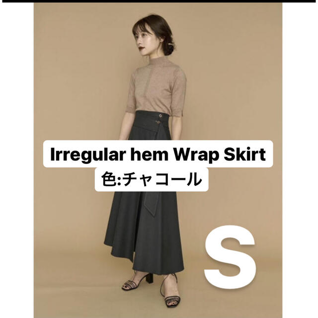 L'Or   Irregular hem Wrap Skirt チャコール　Sanuans