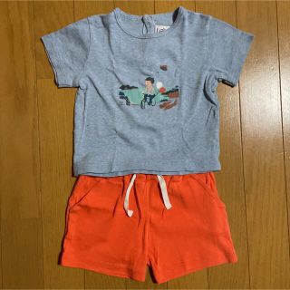 プチバトー(PETIT BATEAU)のPETIT BATEAU プチバトー Tシャツ短パン上下セット 81cm(Ｔシャツ)