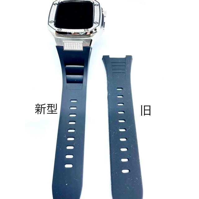 Apple Watch ケース 45mm シルバー ジルニア 新型白ベルト メンズの時計(ラバーベルト)の商品写真