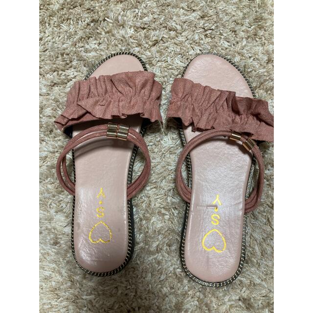 【新品未使用】フラットサンダル　ピンク レディースの靴/シューズ(サンダル)の商品写真