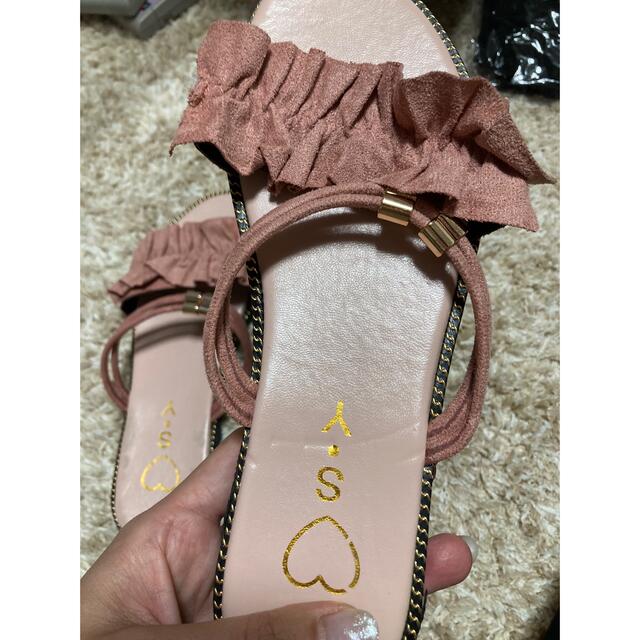 【新品未使用】フラットサンダル　ピンク レディースの靴/シューズ(サンダル)の商品写真