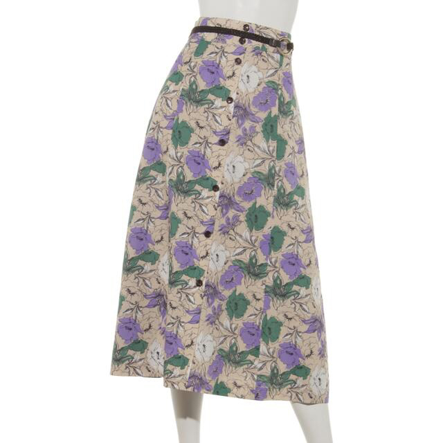 JUSGLITTY(ジャスグリッティー)のクリーニング済ジャスグリッティーリネンフラワースカートベルト付 レディースのスカート(ロングスカート)の商品写真