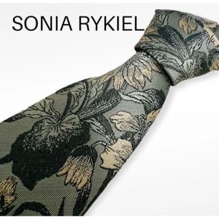 ソニアリキエル(SONIA RYKIEL)の【美品】SONIA　RYKIEL　ネクタイ　グリーン　ひまわり柄(ネクタイ)