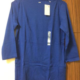 ユニクロ(UNIQLO)のユニクロ モダールボートtシャツ ブルー 長袖(Tシャツ(長袖/七分))