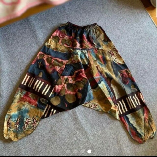 新品 アジアン エスニック柄 サルエルパンツ カラフル コーヒー ゴム
