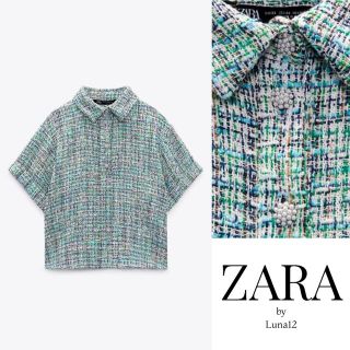 ザラ(ZARA)のZARA ツイードトップス(カットソー(半袖/袖なし))