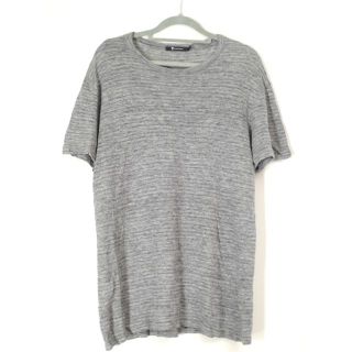 アレキサンダーワン(Alexander Wang)の美品◆アレキサンダーワン メンズ リネン素材 半袖 カットソー Tシャツ 灰 S(Tシャツ/カットソー(半袖/袖なし))