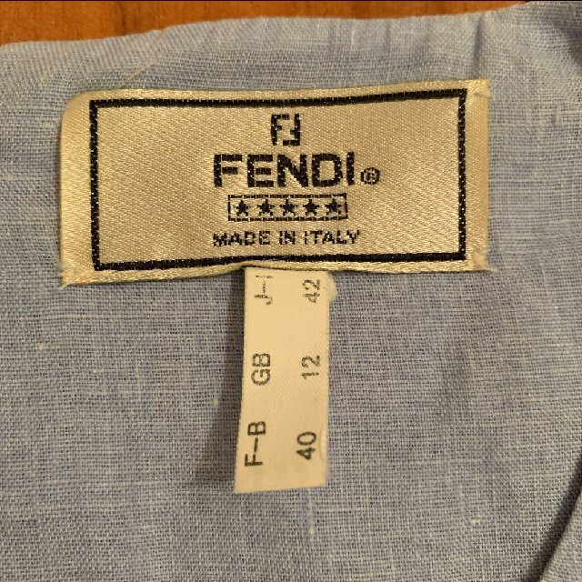 FENDI(フェンディ)のFENDI 麻 ノースリーブフレア ワンピース ブルー レディースのワンピース(ひざ丈ワンピース)の商品写真