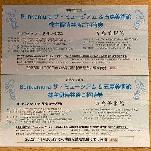 Bunkamura ザ・ミュージアム＆五島美術館　株主優待共通ご招待券 チケットの施設利用券(美術館/博物館)の商品写真