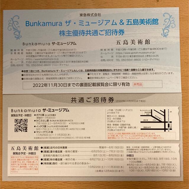 Bunkamura ザ・ミュージアム＆五島美術館　株主優待共通ご招待券 チケットの施設利用券(美術館/博物館)の商品写真