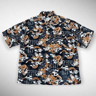 【美品】 ヴィンテージ アロハシャツ 和柄 ドラゴン 龍 レーヨン100