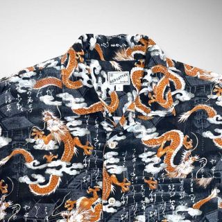 美品】 ヴィンテージ アロハシャツ 和柄 ドラゴン 龍 レーヨン100の