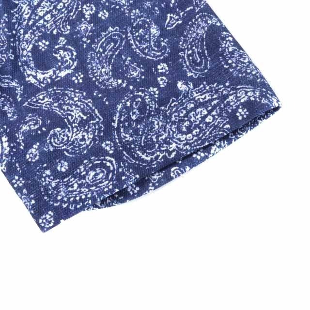 ビームスゴルフ 近年モデル ポロシャツ カットソー 半袖 ペイズリー柄 S 青 メンズのトップス(ポロシャツ)の商品写真