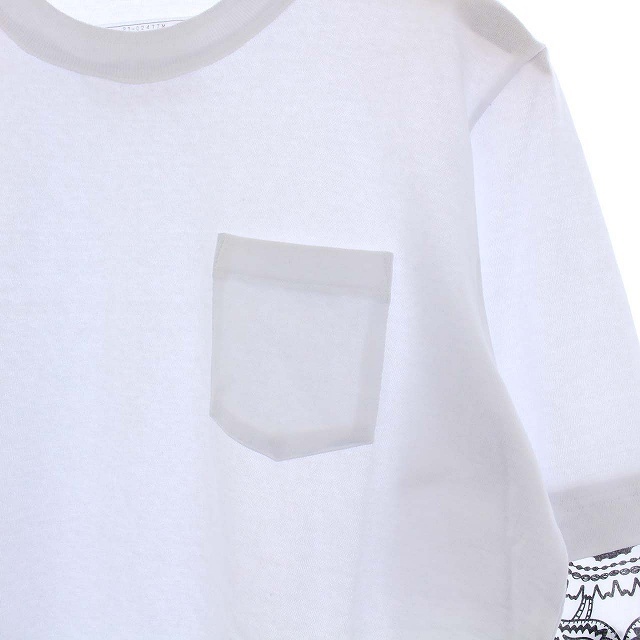 sacai(サカイ)のサカイ 長袖 Tシャツ カットソー ペイズリー柄 切替 1 S 白 ホワイト メンズのトップス(Tシャツ/カットソー(七分/長袖))の商品写真