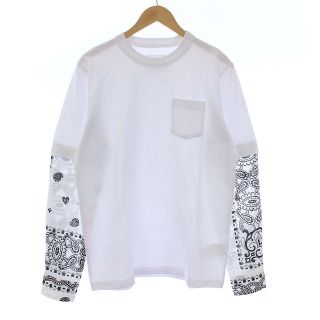 サカイ(sacai)のサカイ 長袖 Tシャツ カットソー ペイズリー柄 切替 1 S 白 ホワイト(Tシャツ/カットソー(七分/長袖))