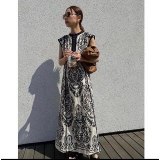 アメリヴィンテージ(Ameri VINTAGE)のAmeri DAMASK EMBROIDERY LINEN DRESS (ロングワンピース/マキシワンピース)