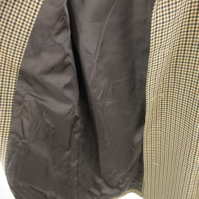 GU(ジーユー)のGU ロングコート 長袖 ステンカラー ストレッチ チェック ベージュ 茶 M メンズのジャケット/アウター(ステンカラーコート)の商品写真