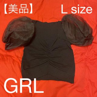 グレイル(GRL)のグレイル　GRL   Lサイズ　ブラック　半袖(カットソー(半袖/袖なし))