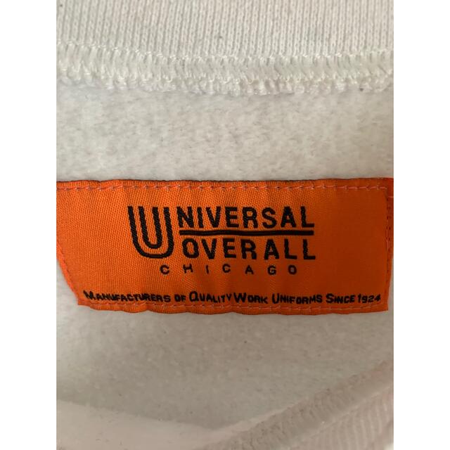 UNIVERSAL OVERALL(ユニバーサルオーバーオール)のUNIVERSAL OVERALL 白スウェット トレーナー　sサイズ メンズのトップス(スウェット)の商品写真