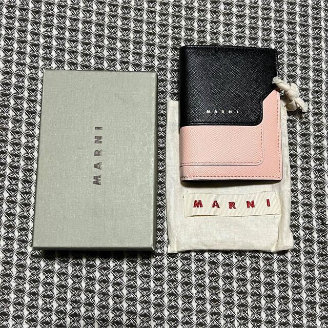 MARNI マルニ　サフィアーノ　折り財布　ピンク　ブラック　バイフォールド