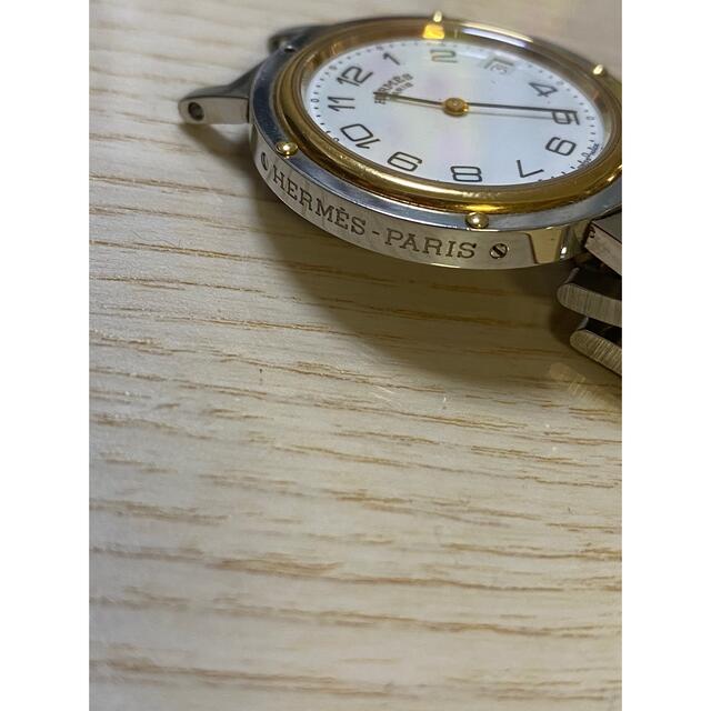 エルメス 腕時計 クリッパー レディース 白正常稼働電池交換