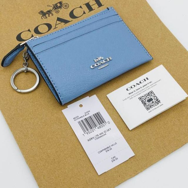 COACH(コーチ)のCOACH コーチ カードケース コインケース 小銭入　定期入　マーブルブルー レディースのファッション小物(コインケース)の商品写真