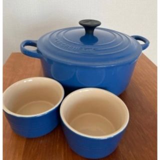 ルクルーゼ(LE CREUSET)のルクルーゼ ココット ロンド 20センチ 青ブルー(鍋/フライパン)