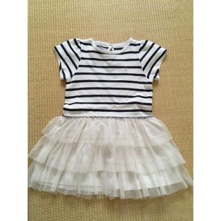 プチバトー(PETIT BATEAU)のプチバトー 24m/86cm チュール ボーダー(ワンピース)