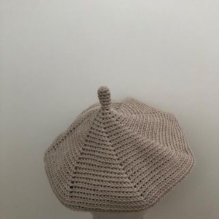 キッズ コットン ベレー帽 グレージュ(〜50cm)(帽子)