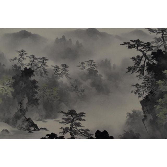 素晴らしい価格 真作】井元荻浦/薫風図/嵐峡山水図/横物/掛軸☆宝船☆Z-727の 絵画