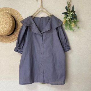 サマンサモスモス(SM2)の新品★ sopo★ｓｍ２★開襟*お花刺繍スカラップレース襟＊ブラウス(シャツ/ブラウス(半袖/袖なし))