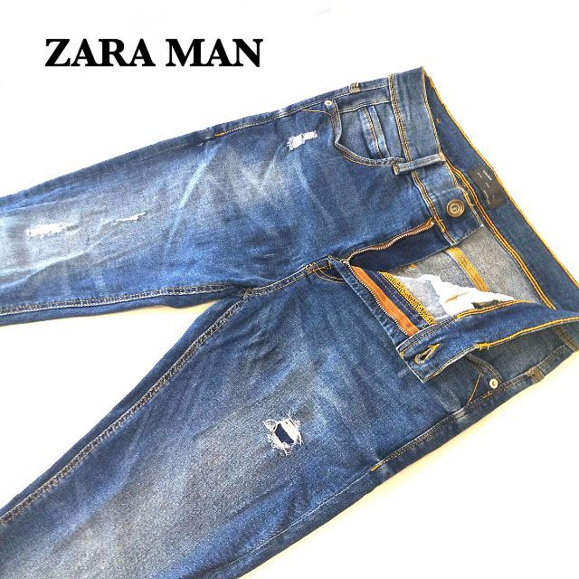 ZARA(ザラ)のZARA MAN ストレッチダメージ加工デニムパンツW31約76cm メンズのパンツ(デニム/ジーンズ)の商品写真