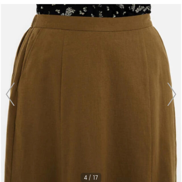 GU(ジーユー)のリネンブレンドフレアロングスカート　ブラウン　Mサイズ レディースのスカート(ロングスカート)の商品写真