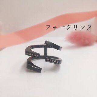 ttf001黒調デザインリングファッションリングジルコニア(リング(指輪))