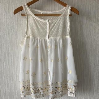 アバクロンビーアンドフィッチ(Abercrombie&Fitch)のAbercrombie&Fitch キャミソール　白　金花プリント(キャミソール)