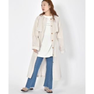 ダブルクローゼット(w closet)の【匿名配送】Wclosetノーカラートレンチ風シャツワンピース(ロングワンピース/マキシワンピース)