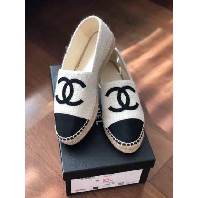 お得即納 CHANEL シャネル エスパドリーユ 白 ツイードsize 38 新品未