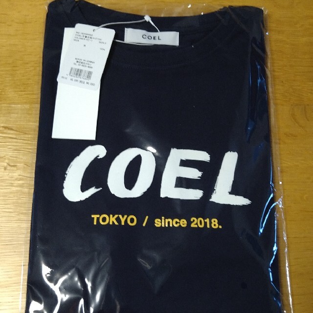 新品)COEL ✕ヨンア 手書き風ロゴTシャツ ネイビー フリーサイズ コエル