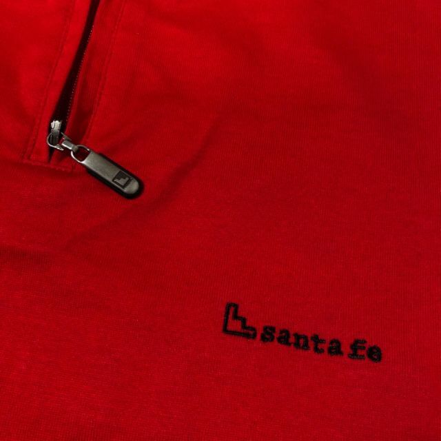 Santafe(サンタフェ)のサンタフェ 半袖Tシャツ ジップ バック刺繍アップリケ レッド 48 L 古着 メンズのトップス(Tシャツ/カットソー(半袖/袖なし))の商品写真