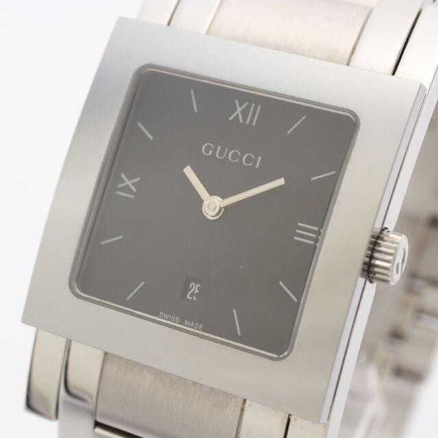 Gucci(グッチ)のメンズ 腕時計 クオーツ SS シルバー ブラックギョーシェ文字盤 不動品 メンズの時計(腕時計(デジタル))の商品写真