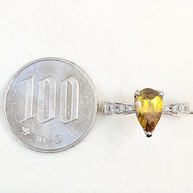 有名人芸能人】 希少石 スフェーン 1.46ct ダイヤ K18WG ダイヤモンド