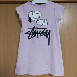 ステューシー(STUSSY)のステューシーPEANUTSワンピースTシャツ薄紫S90cmスヌーピーSTUSSY(ワンピース)