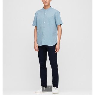 ユニクロ(UNIQLO)のUNIQLO ユニクロ　 リネンコットンスタンドカラーシャツ（半袖）(シャツ)